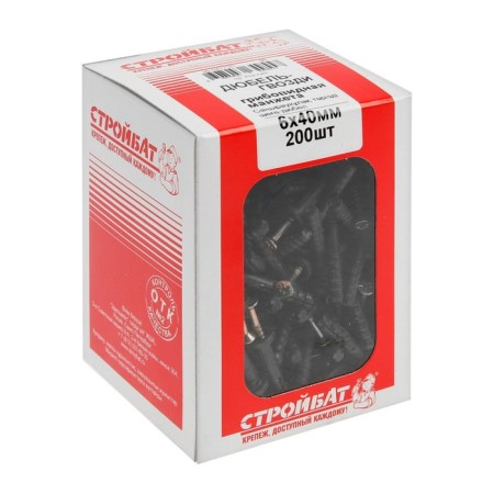 Stroybat dowel-gvo, polypropylene, mushroom cuff, 6x40 mm, 200 pcs-3