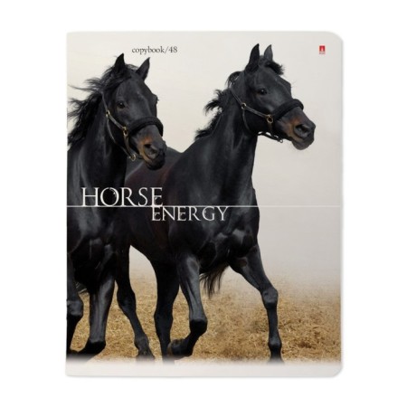 Notebook of 48 sheets in the “horses” cage, cover coated cardboard, UV-lak, block 60 g/m2, mix-3