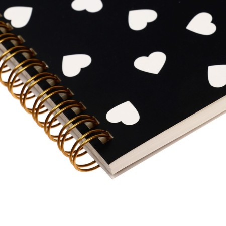 Notebook A5, 60 sheets in a cage on the crest of Black & White "Hearts", covered cardboard, lamination Soft Touch-2
