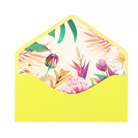 Money envelope "Happy Birthday!" Cutting off, software touch, embossing, yellow background, leaves, 9.3x19cm-2