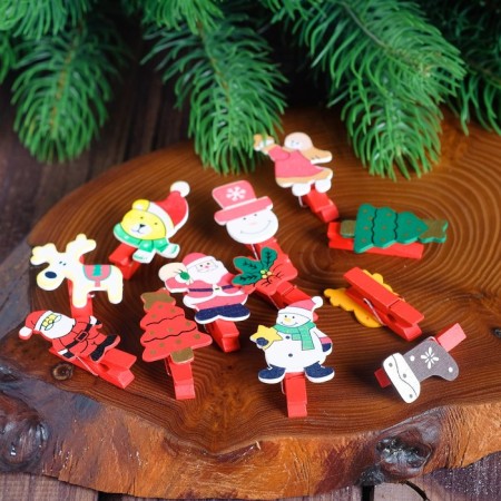 Decorative clothespins "Everything you need in the New Year" set of 6 pcs. Mix
