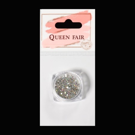 Rhinestones for decor, round, silver/holographic color-4