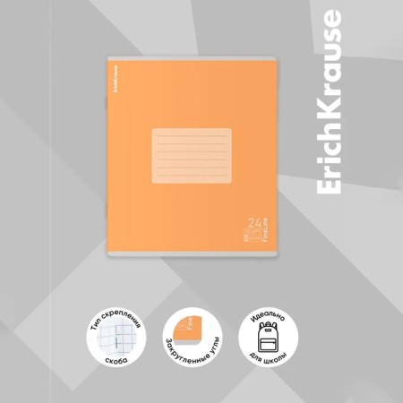 Notebook 24 sheets in a ruler, erichkrause "fineline", cover covering cardboard, matte lamination, an offset block 100% whiteness, mix-13