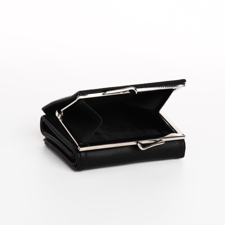 Women's wallet on the button, black color-4