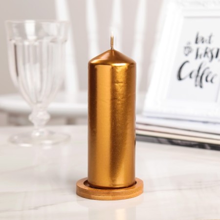 Candle "Column", coffee-gold, 5.5 × 15cm-2