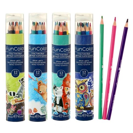 Faincolor color pencils Funcolor are plastic, in a cardboard tube, mix