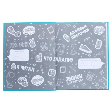 Universal Diary Grade 1-11, 48 sheets "Blue Headphones", integral cover, matte lamination, selective UV-clock-4
