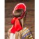 Kokoshnik "Red with a pattern", atlas, tie on a bow
