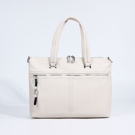 Luggage bag on lightning, 2 outer pockets, beige color