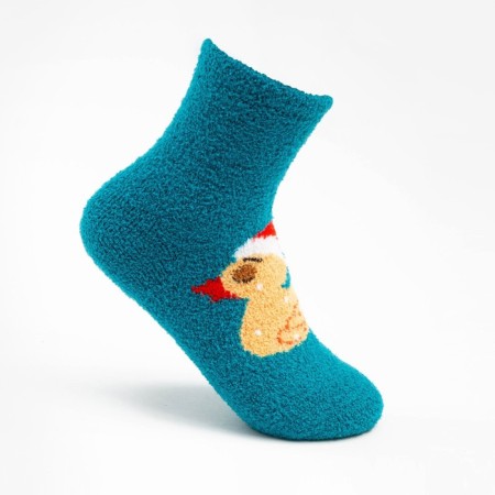 Women's terry socks "ducks", blue color, size 36-40