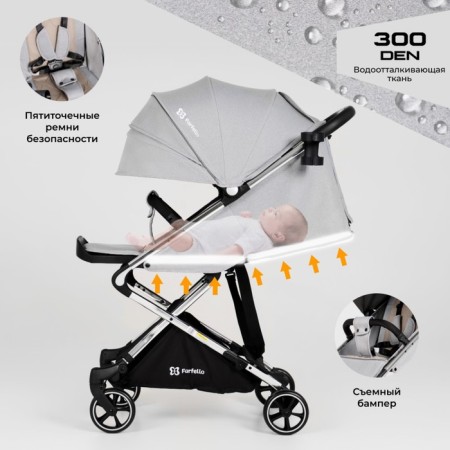 Walking stroller Farfello Bliss Pro BLP-1, Grey color-2