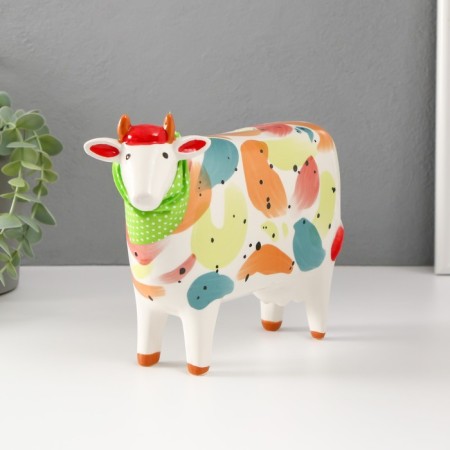 Souvenir Ceramics "Cow with a scarf" multi -colored spots 21.8x8x15.8 cm-3