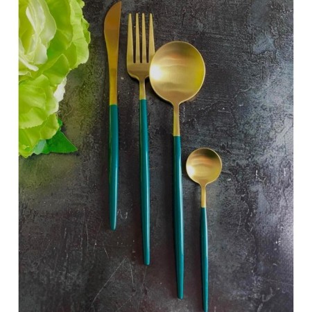 Set of cutlery Lenardi Vivid, 24 objects, green color-1