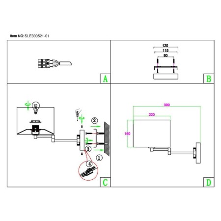 Wall lamp EVOLUCE. Sle300551-01. Brescia. 1x40 W, E27, 22x26 cm, Nickel color-1