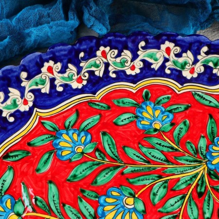 Frog oval rishtan ceramics corrugated "bouquet" 41cm-3