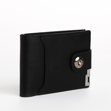 Male purse for magnet, department for bills, for maps, for coins, black color