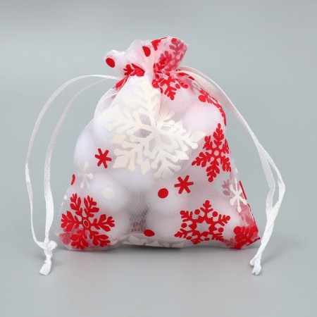 Bag Gift Organza "Snow History", 10 x 12 cm +/- 1.5 cm, New Year