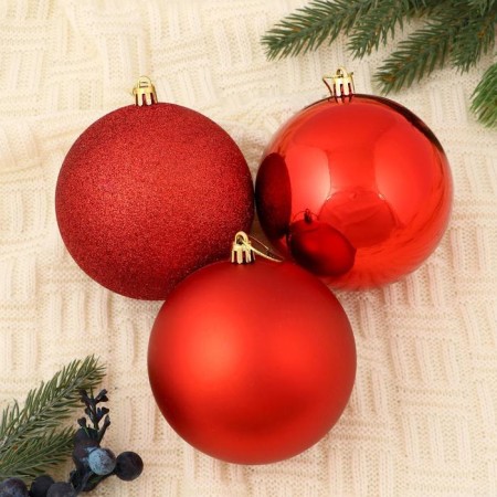 Set of balls plastic D-10 cm, 3 pcs "Classic Assorted" red