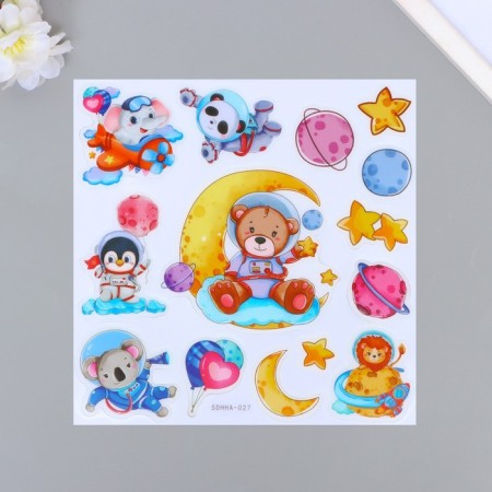 Plastic sticker interior phosphorus "Space Adventures" 20x20.5 cm