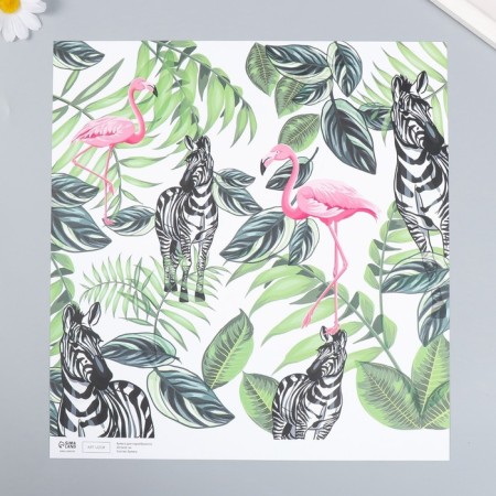 Scrapbooking paper "Flamingo and zebra" density 180 g 30.5x32 cm-1