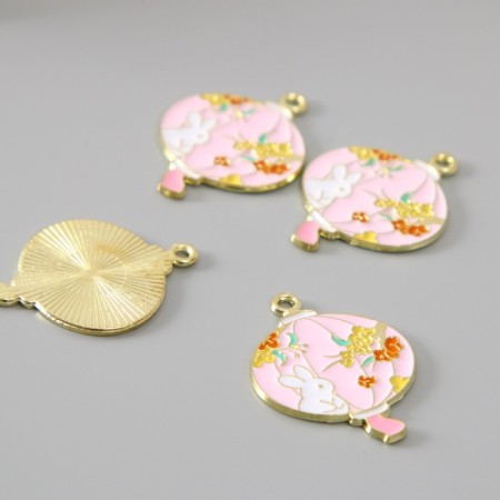 Decor for creativity metal, enamel "Bunny and flowers" 2.7x2.2 cm