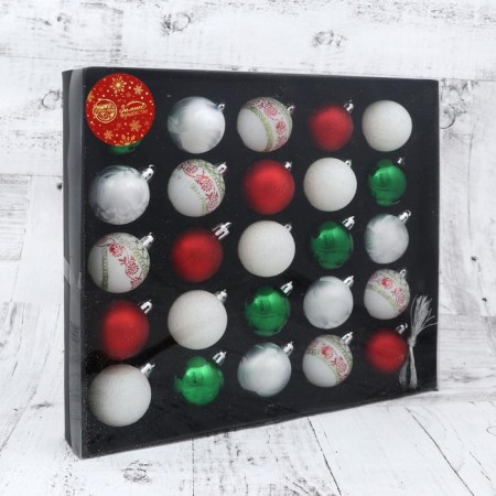 Set of balls plastic D-4 cm, 25 pcs "Nembus" white, red, green-1