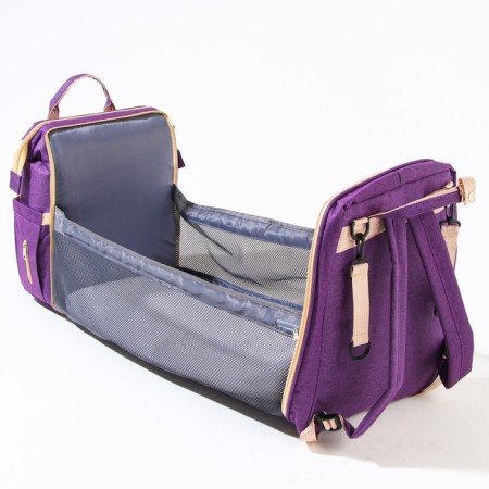 Bag backpack for mom and baby with a changing rug, purple color-4