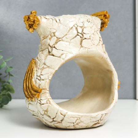 Souvenir Polystone Stand "Filin" White with gold 14x17x20 cm-3