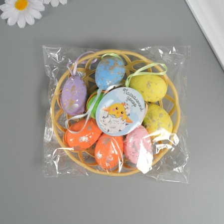 Easter decor "Egg with tape" set of 9 pcs an egg 4.5x3 cm, mix 3.7x14.5x14.5 cm-4