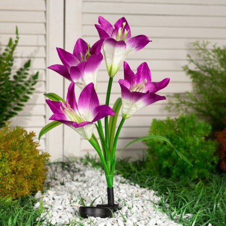 Sadovy lamp on the sunny battery "Lilia Violet", 80 cm, 4 LED, glow of multi (RGB)-2