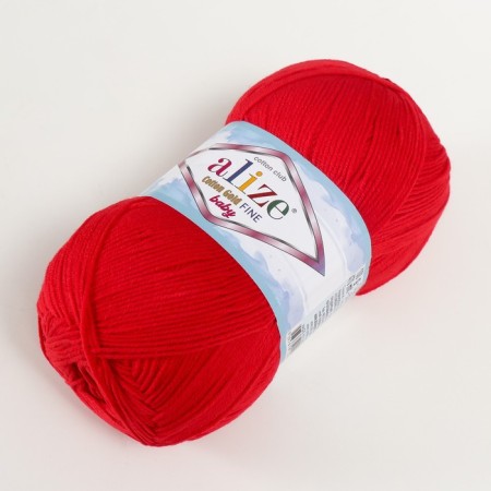 Yarn "Cotton Gold Fine Baby" 55% cotton, 45% acrylic 470m/100g (56 red)-1
