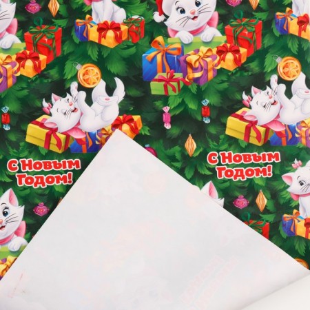 New Year. Packaging paper, 70x100 cm, cats aristocrats-2