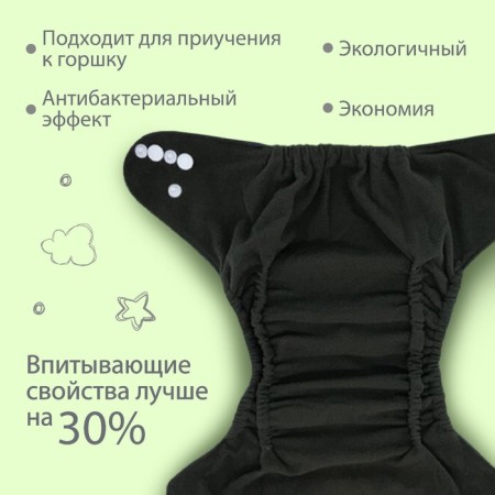 Panties-scammer, reusable, carbon-bamboo fabric, “boats”, from 0-12 months.-1