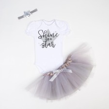 Set of baby I: body, skirt, Shine bandage, white/gray, height 74-80