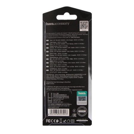 Network charger Hoco C81a, USB - 2.1 a, Lightning 1 m cable, white-4
