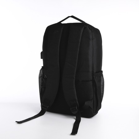 Male backpack on lightning, 3 outer pockets, a USB connector, a suitcase mount, dark gray color-3
