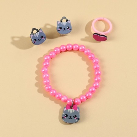 Set of jewelry "Kis-kis" bracelet, earrings, ring