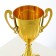 Cup 092, award figure, gold, plastic stand, 19.8 x 10.5 x 8 cm.
