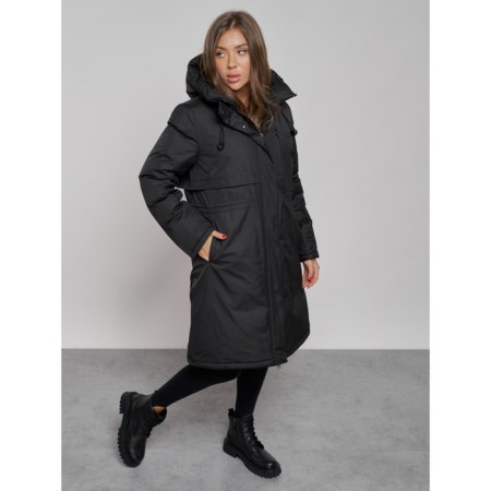 Coat insulated winter female, size 48, black color-8
