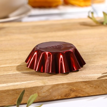 Baking form, h = 2.5 cm, d = 7.5 cm, anti -stick coating, burgundy color-2