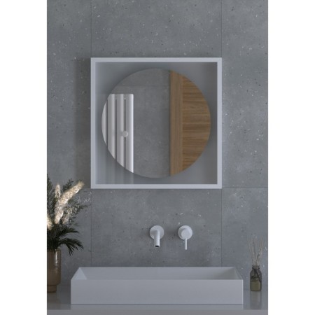 Mirror in a baguette frame with LED backlight 12 W, 60x60 cm, without a switch, warm white light, white-3