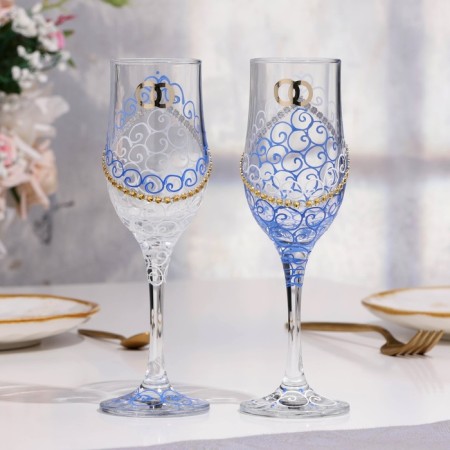 Set of wedding glasses "Rings", white and white