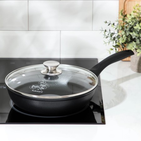 The “Tradition” pan, d = 24 cm, plastic handle, glass cover, anti -stick coating, black color-5