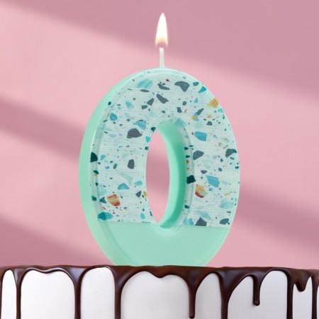 Candle for the Mosaica cake, number "0", blue