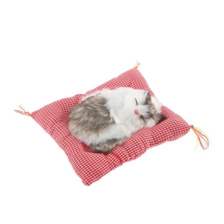 Toy on a car panel, pillow cat, white-gray color-1