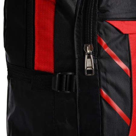 A backpack on a zipper with an increase, 65l, 4 outer pockets, red color-6