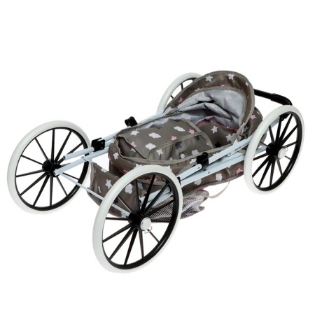 Stroller for dolls is universal, with a basket, bag, metal frame-9