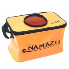 Bag-kan namazu is folding with a window, size 40x24x24. PVC material, orange color