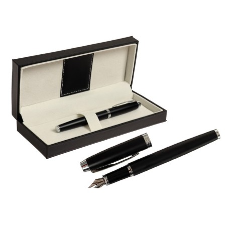 Gift feathers in the leatherette case, black body with silver