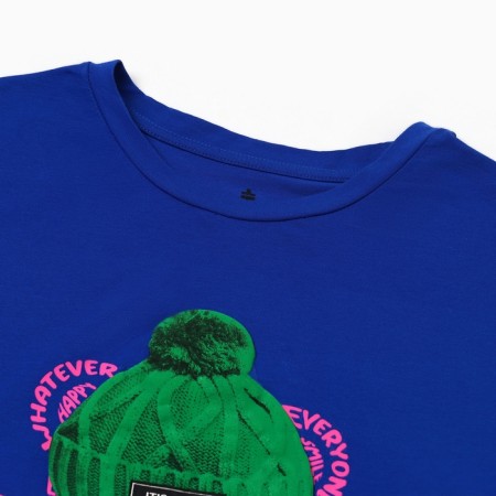 Female T-shirt, bright blue, size One size (42-46)-3